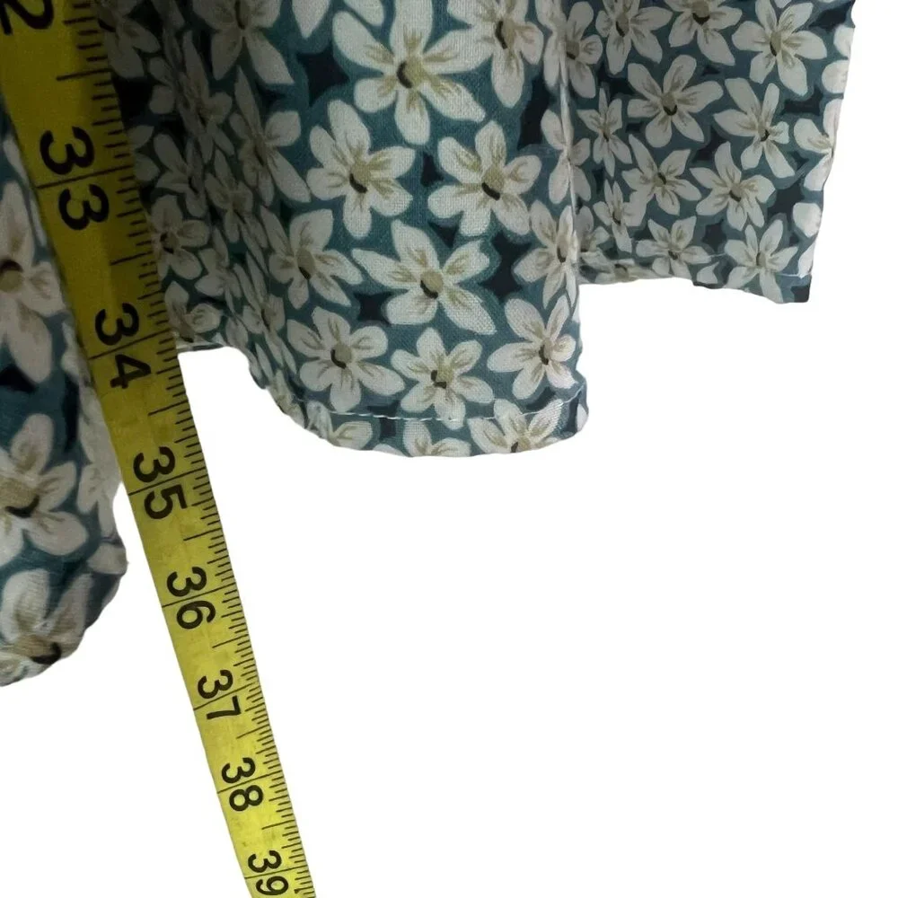 Vintage 90s Off White Blue Floral Short Sleeveless Sundress Medium - Picture 5 of 11